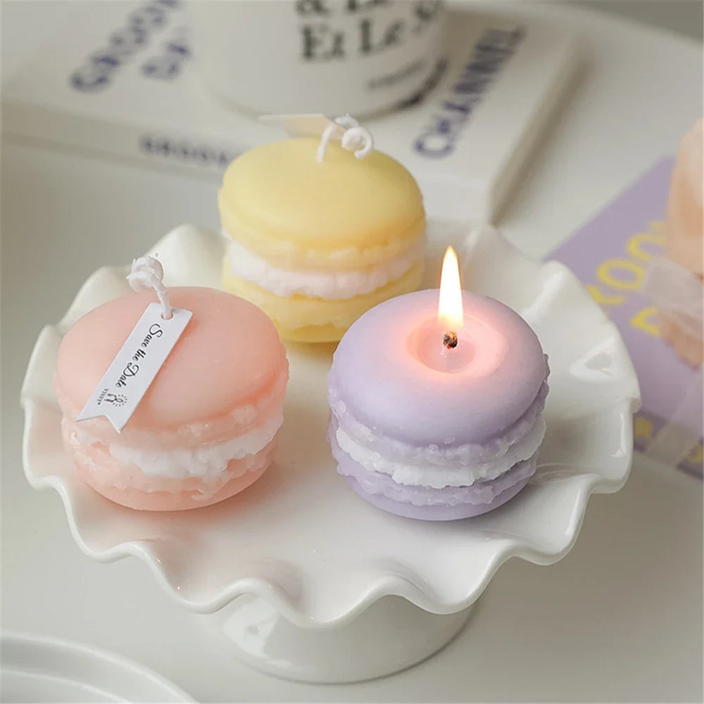 Bougies parfumées Macaron végétal naturel, Magnolia Yulan, Fruits parfumés, aromathérapie, fête, feuille rouge fraîche, bougie pour la maison