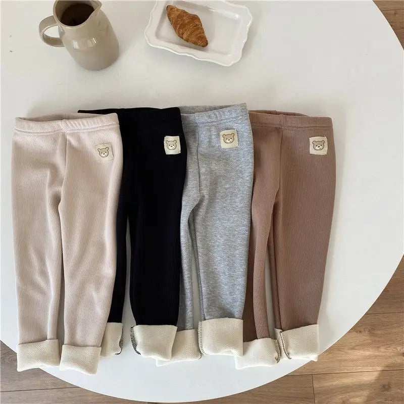 Pantalons pour enfants garçons automne hiver épais chaud filles Leggings couleur unie pantalons pour enfants vêtements pour enfants