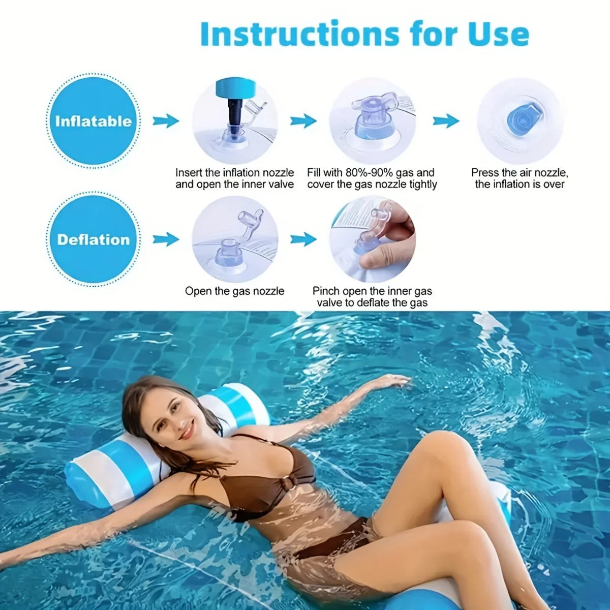 Chaises longues de piscine à rayures de qualité supérieure – Matelas de bain de soleil durables, parfait pour les fêtes à la piscine et les aventures sur la plage