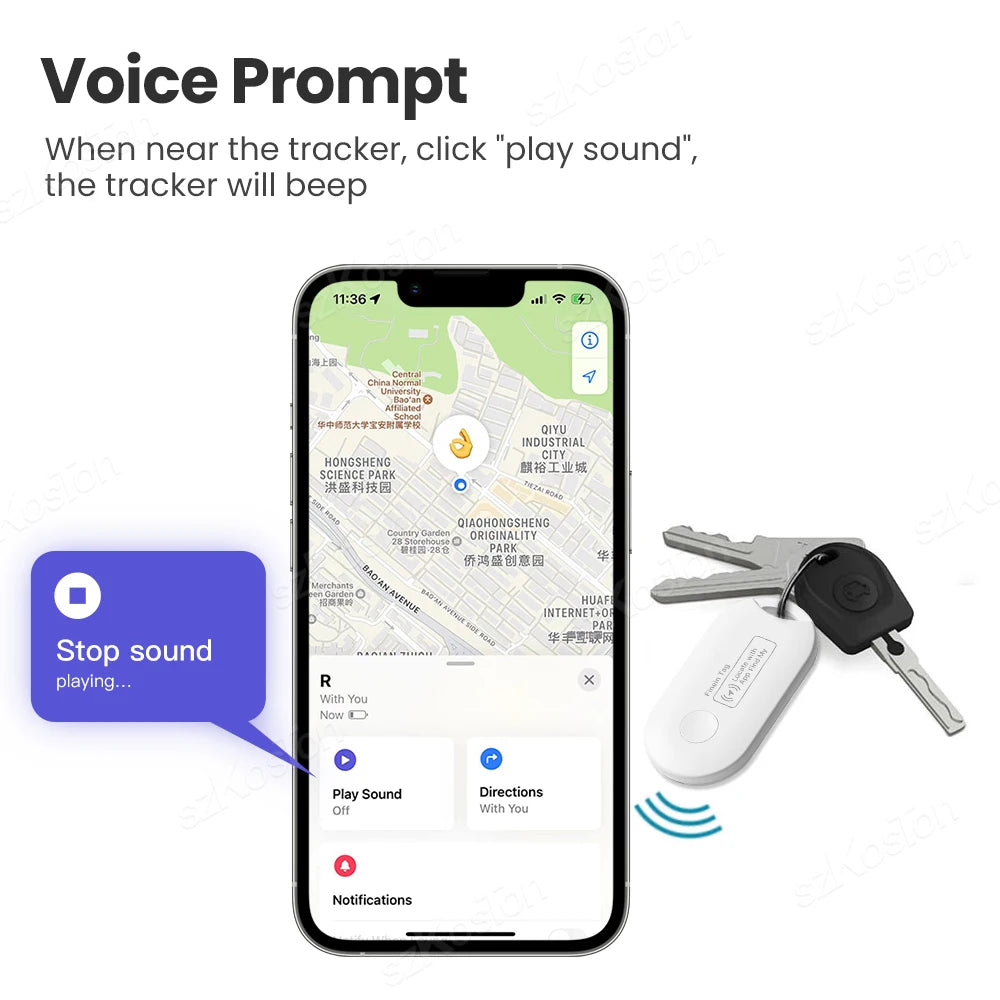 Localisateur Global d'étiquette intelligente, Mini traceur GPS, fonctionne avec iOS, trouver mon application, localisateur Anti-perte pour clés, portefeuille, bagages de voiture