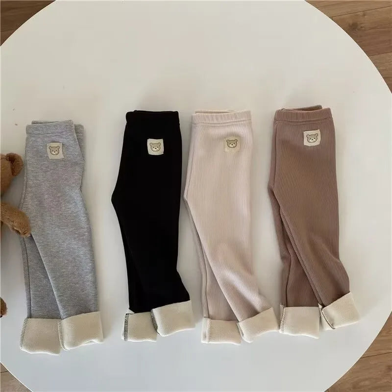 Pantalons pour enfants garçons automne hiver épais chaud filles Leggings couleur unie pantalons pour enfants vêtements pour enfants