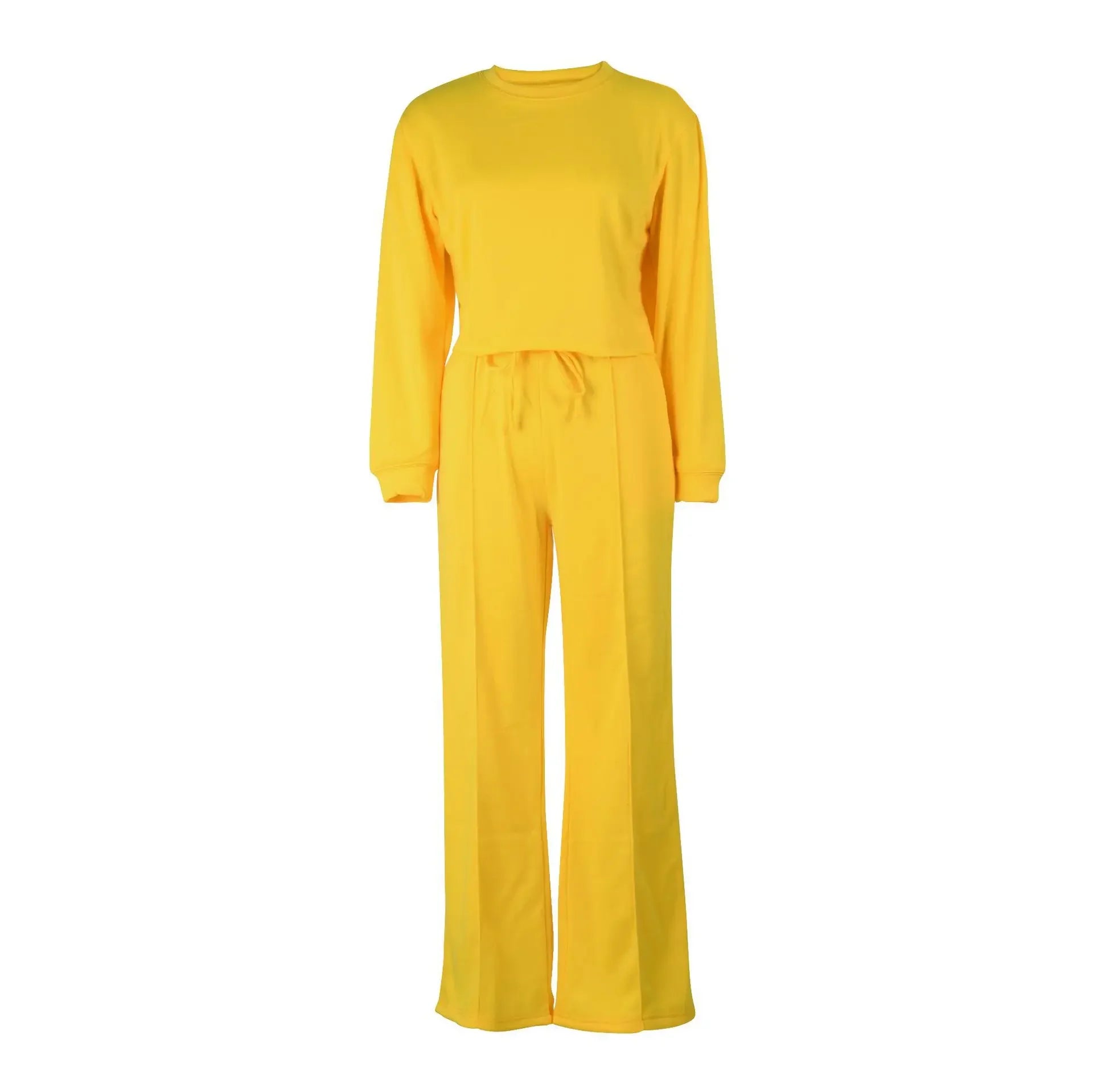 Ensemble de vêtements pour femmes, pull + pantalon, 2 pièces, costumes d'hiver épais et chauds, couleur unie, survêtement décontracté