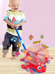 Dessin animé avion jouet chariot jouet éducatif pour enfants en bas âge enfants apprentissage marche main pousser avion jouet pousser