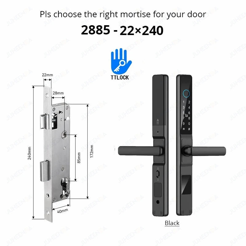 Serrure intelligente pour porte coulissante étanche, application TTLock Alexa, Code numérique par empreinte digitale, carte RFID, Anti-serrure électronique en verre d'aluminium