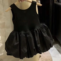 Robe à bretelles dos nu pour bébés filles, en coton, couleur unie, sans manches, ample, bourgeon de fleur, pour enfants de 2 à 8 ans