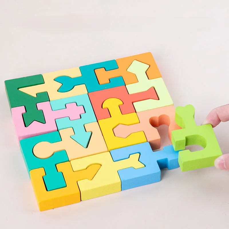 Puzzles en bois pour enfants, blocs de construction assemblés, jouets éducatifs, pensée logique, entraînement spatial, jouets Montessori