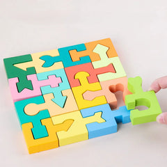 Puzzles en bois pour enfants, blocs de construction assemblés, jouets éducatifs, pensée logique, entraînement spatial, jouets Montessori