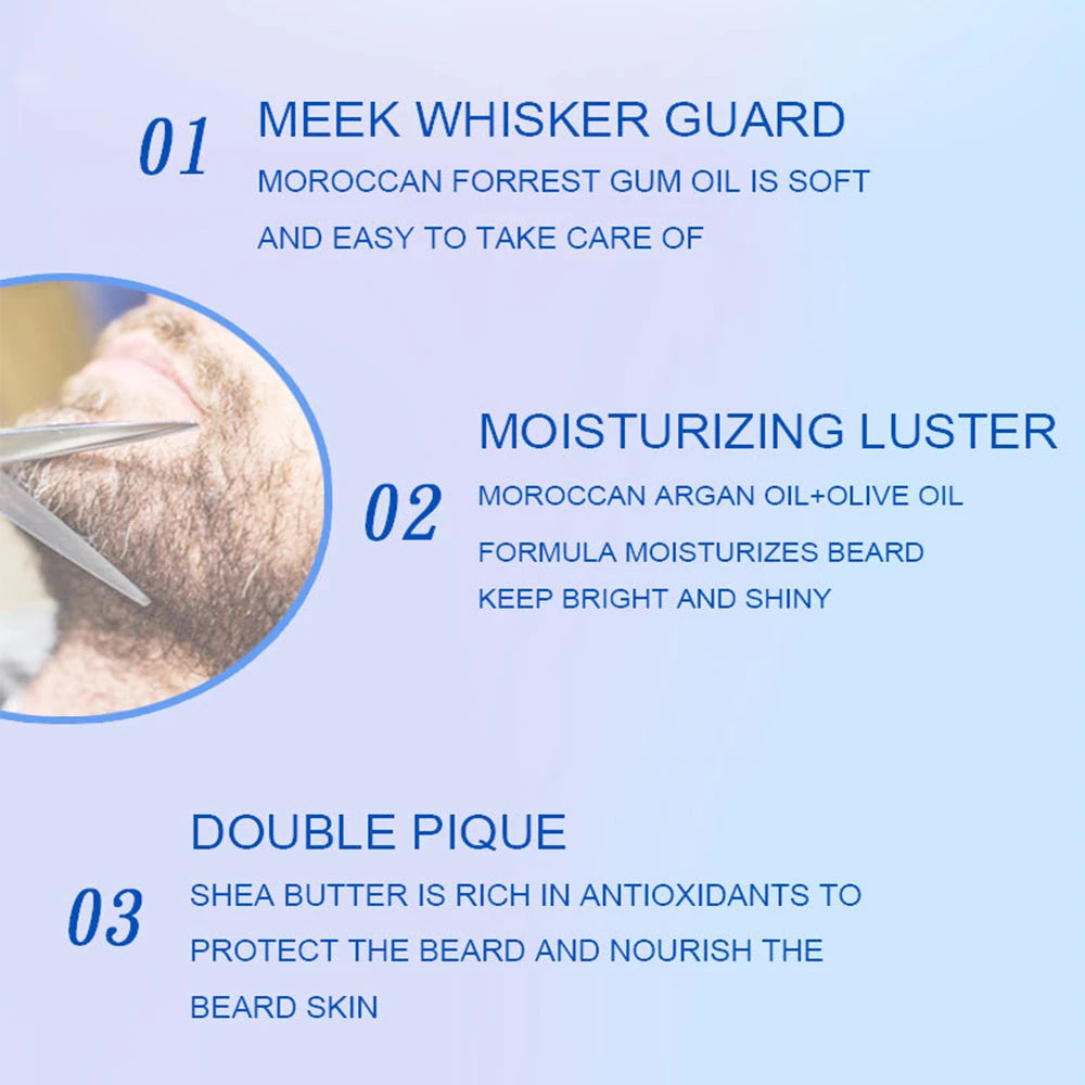 Baume à barbe pour hommes, 60g, cire de croissance des poils du visage, épais, hydratant, nourrissant, crème professionnelle pour moustache, soins pour la barbe