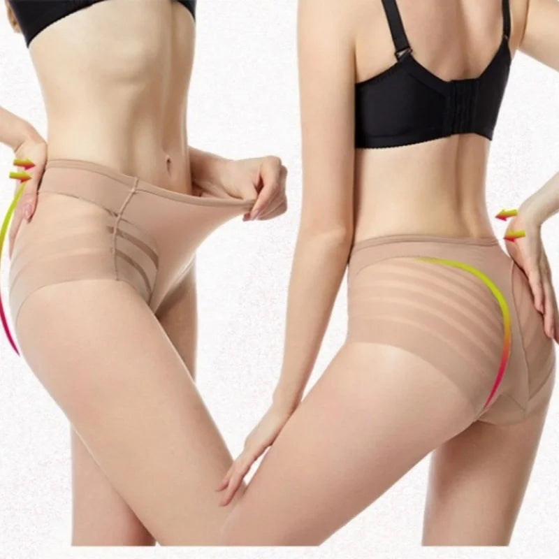 2 pièces/ensemble glace soie ventre contrôle culottes femmes taille haute Shapewear pantalon femme Sexy Lingerie sous-vêtements amincissants M-3XL slips