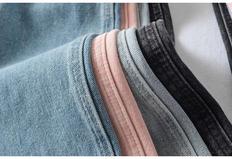 Jean bleu femmes taille haute 2025 ample décontracté petit ami jean Long pour le travail dames Simple jambe droite Denim pantalon pour les femmes