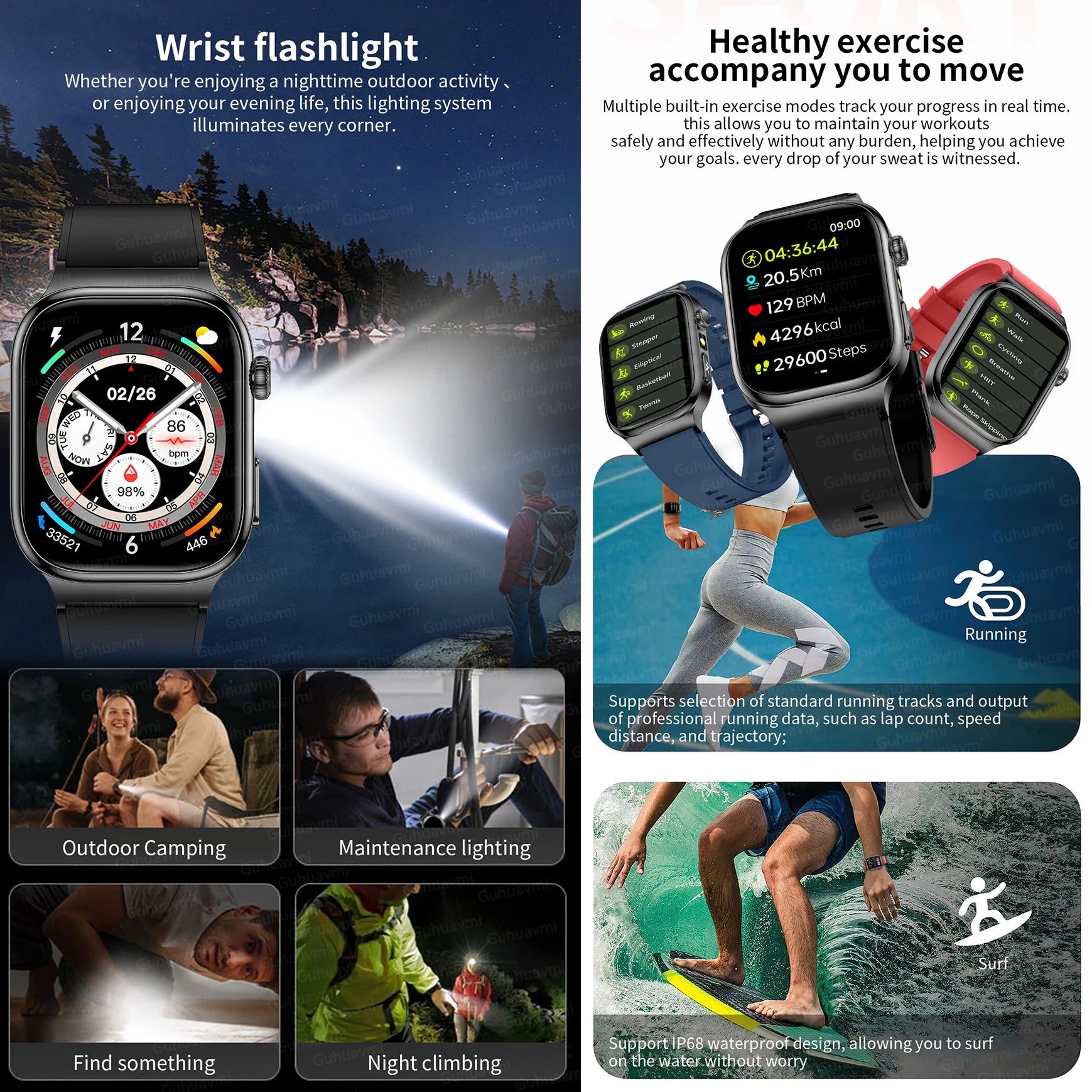 2025 nouvelle montre intelligente 2.04 pouces écran acide urique lipides sanguins composition corporelle cinq détecteurs 650mAh sport HD appel montre intelligente