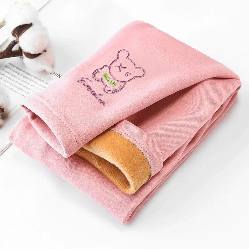 Thick and warm velvet leggings for girls aged 2 to 8 years, tights with a knee-length hem, for children, autumn and winter
