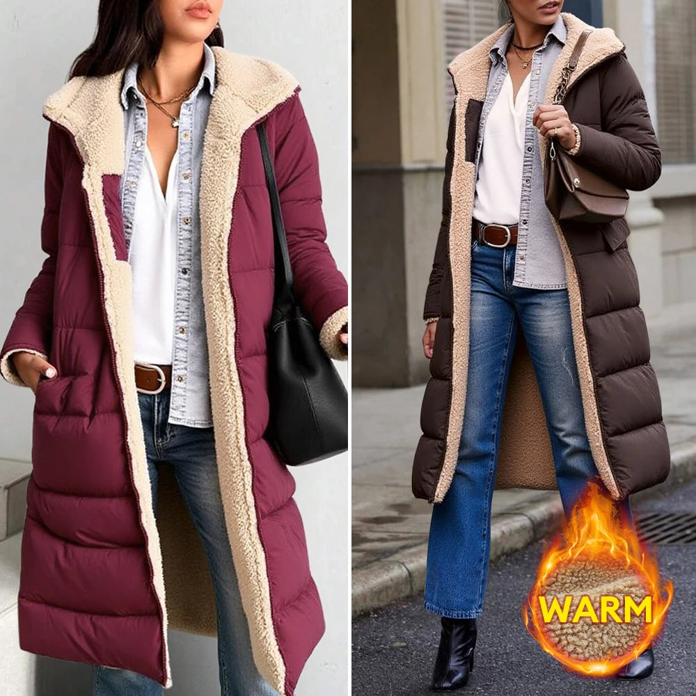 Vêtements d'extérieur d'hiver pour femmes, manteau à capuche, coupe régulière, solide, rétro, Vintage, vêtements décontractés, grande taille, Mia Muse, 2025