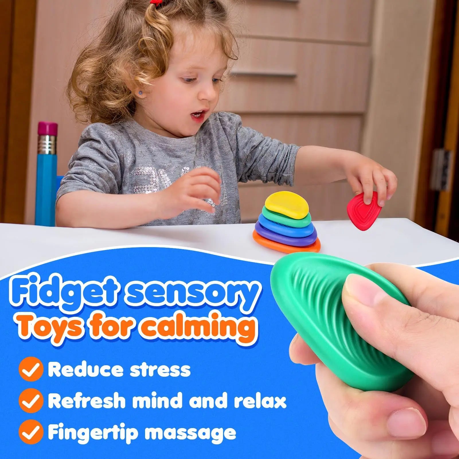 Jouets sensoriels en pierre de Silicone pour adultes, 6 paquets texturés pour l'autisme et les enfants, jouets apaisants, anti-Stress, nouvelle collection 2025