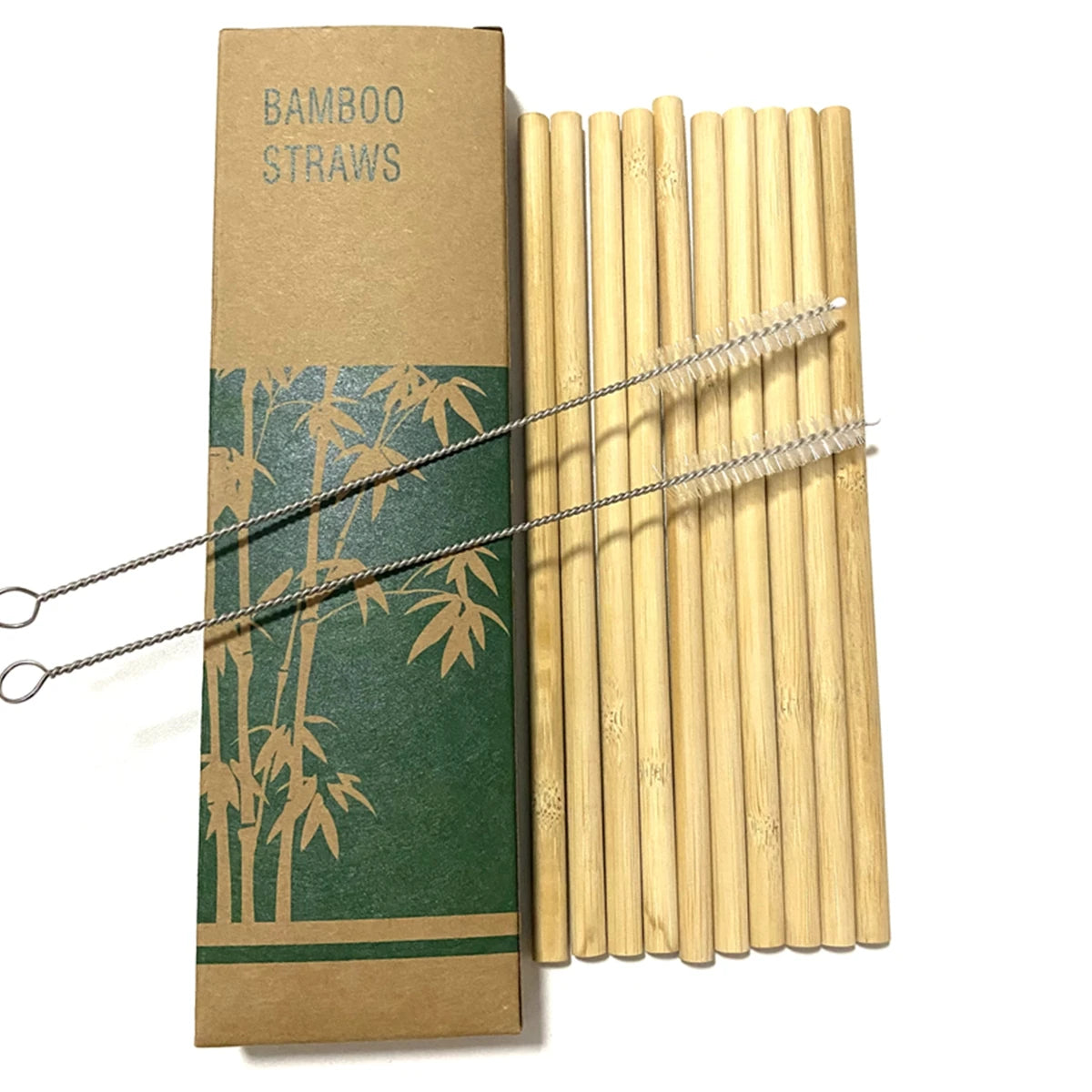 Pailles à boire en bambou naturel réutilisables avec étui, bionickel ables, écologiques, pour cocktail, bar, boissons, 10 pièces