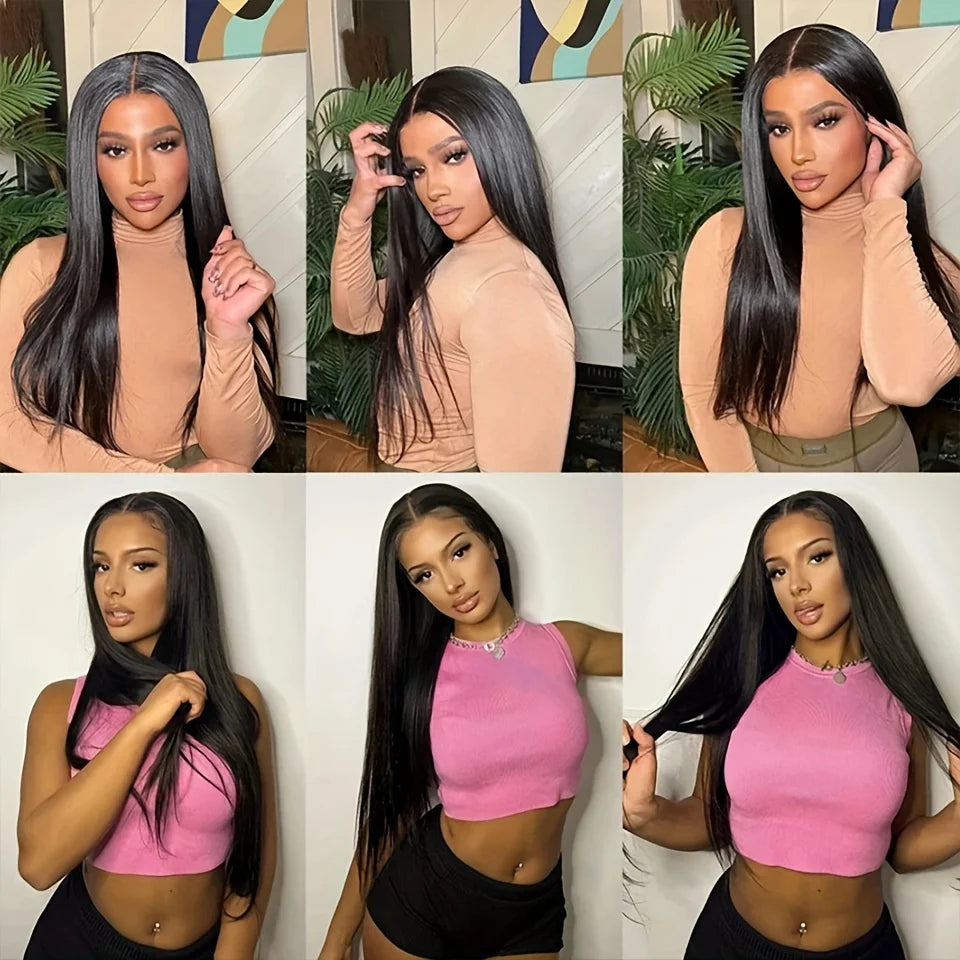 Easy-Go Sophia Straight Lace Frmetals Human Hair, Pré-plumé, Sans colle, Transparent Lace Front Wig, 30 in, 6x4, Prêt à porter