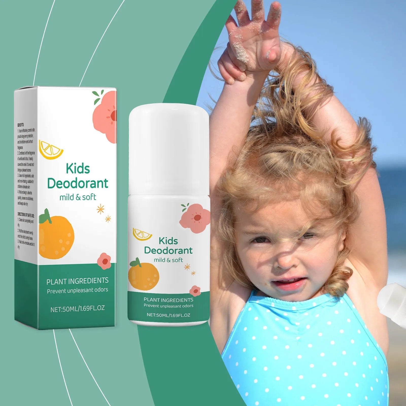 Dépistolet ant naturel frais pour enfants et adolescents, sans paraben en aluminium, dépistolet ant éclaté, cadeaux doux et non irritants, 50ml