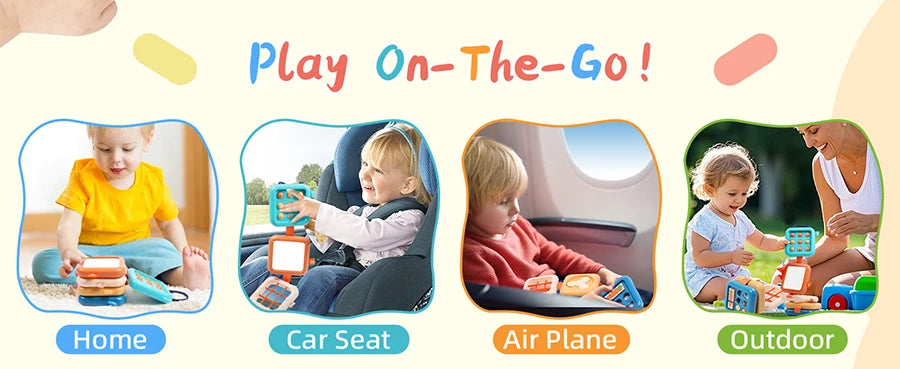 Planche occupée pour tout-petits, jouets sensoriels Montessori pour bébés, motricité Fine, avion de voyage, Cube d'activité, jouets cadeau pour garçons et filles