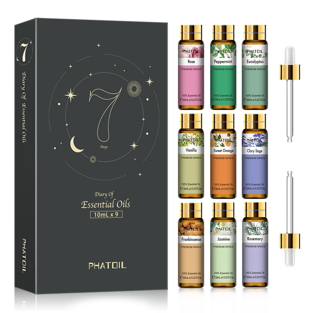 Pure natural gift set for humidifier and diffuser, essential oil set, Regina aromatic oil for skincare, DIY crafting, below, 10ml, 9 pieces