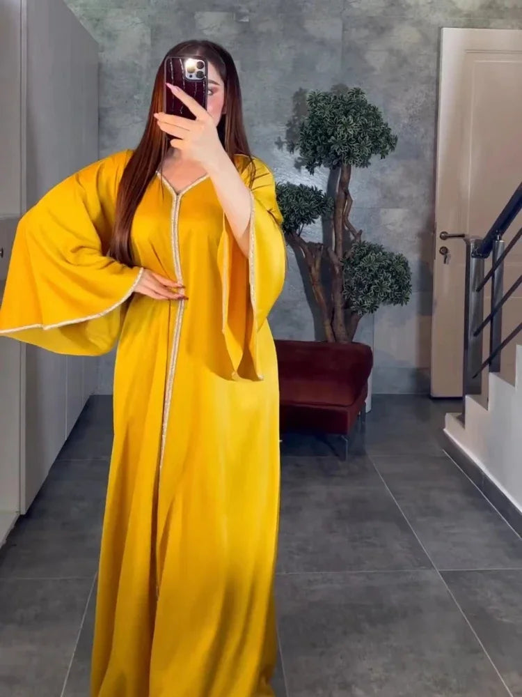Jalabiya-Robe musulmane élégante pour femmes, caftan moyen, ceinture, Eid, Dubaï, Abaya islamique, Turquie, robes de soirée, Ramadan Abayas