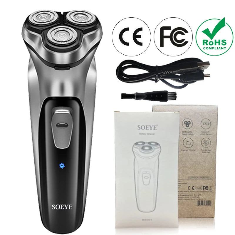 Rasoir électrique pour hommes rasoir électrique SOEYE rasoir pour hommes lame flottante 3D tondeuse à barbe Recharge USB Machine de coupe de cheveux