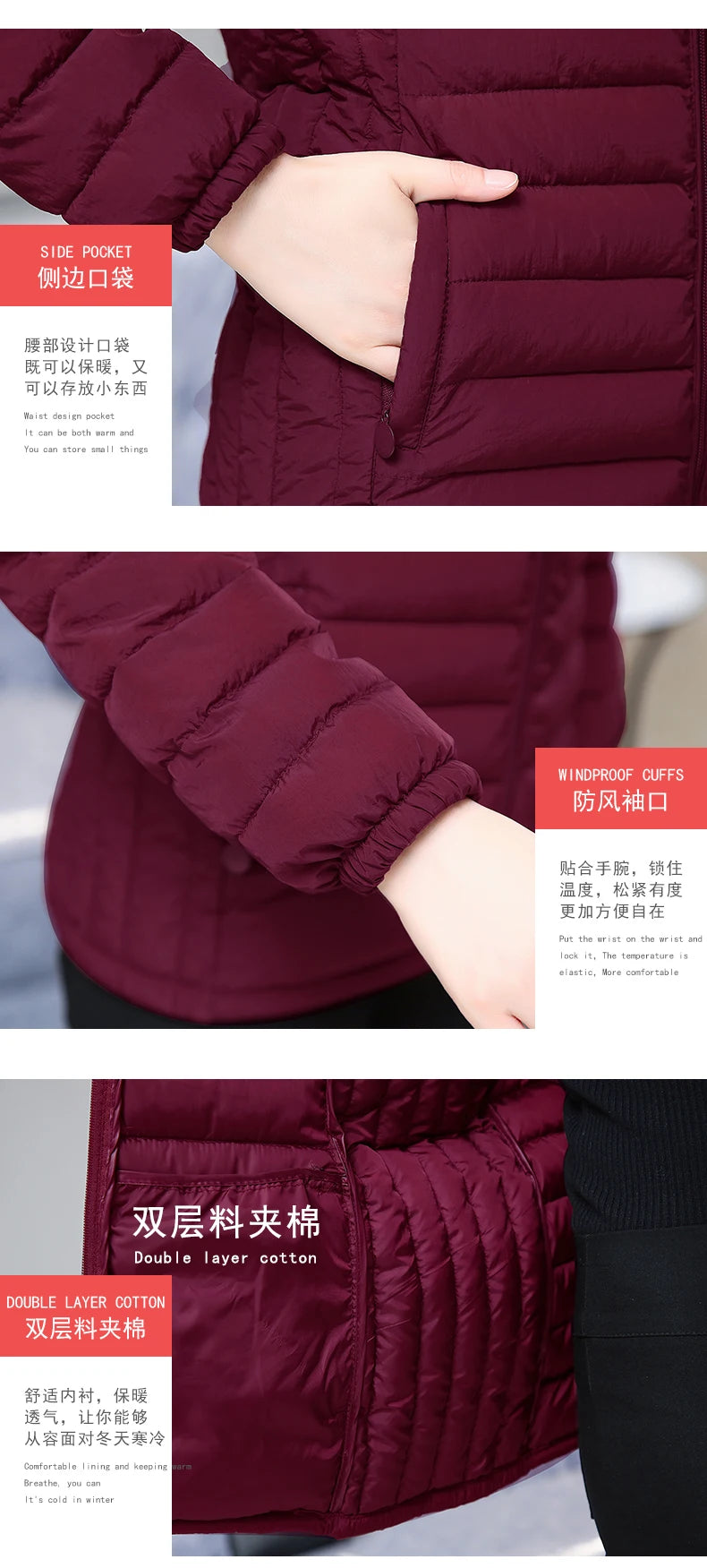 2025 nouvelle veste d'hiver de haute qualité pardessus stand-callor manteau femmes mode vestes hiver chaud femme vêtements décontracté Parkas