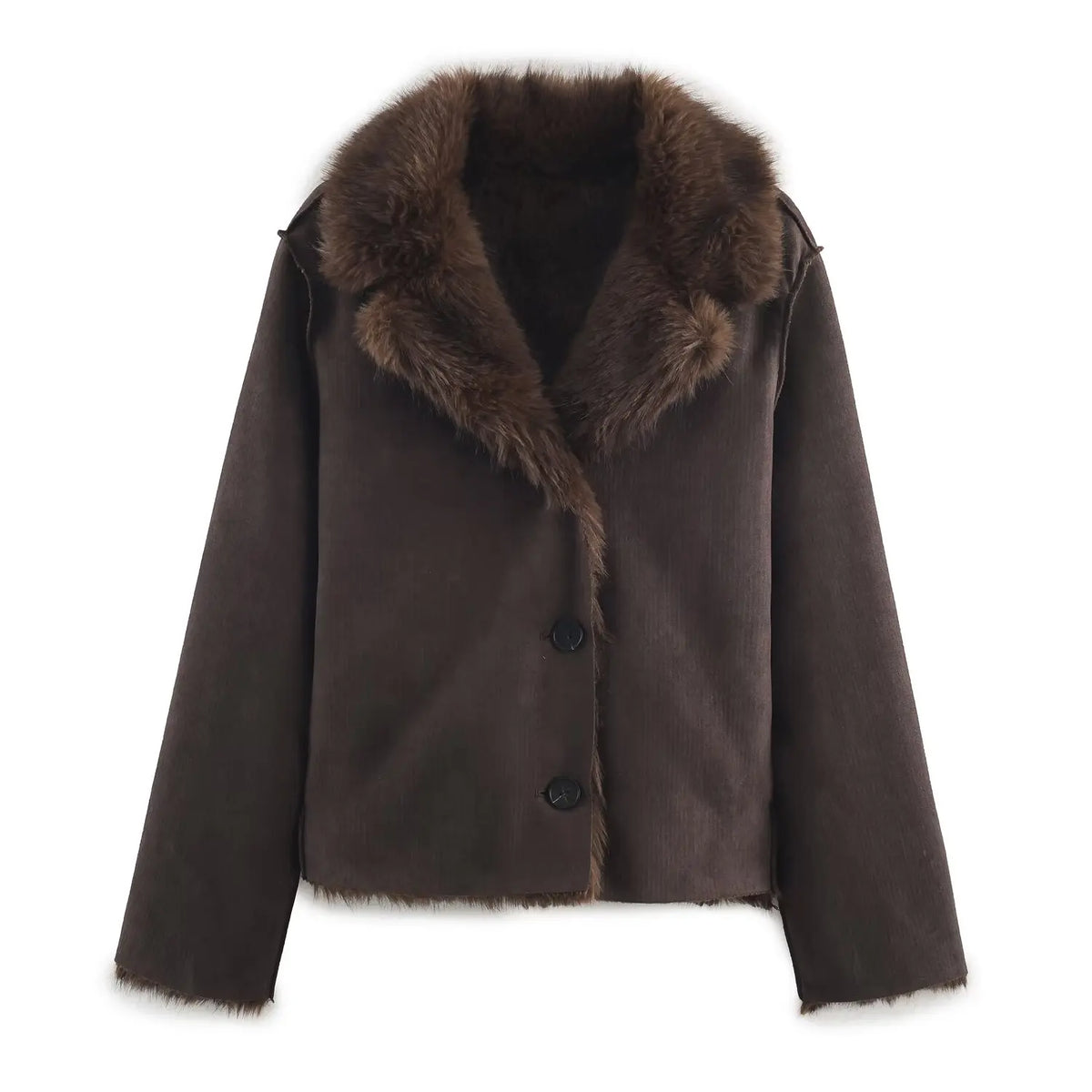 Women's wool coat, solid fur patchwork, fashionable, long sleeves, V-neck, lace-up, loose-fitting long overcoat, autumn, office, ladies' outerwear