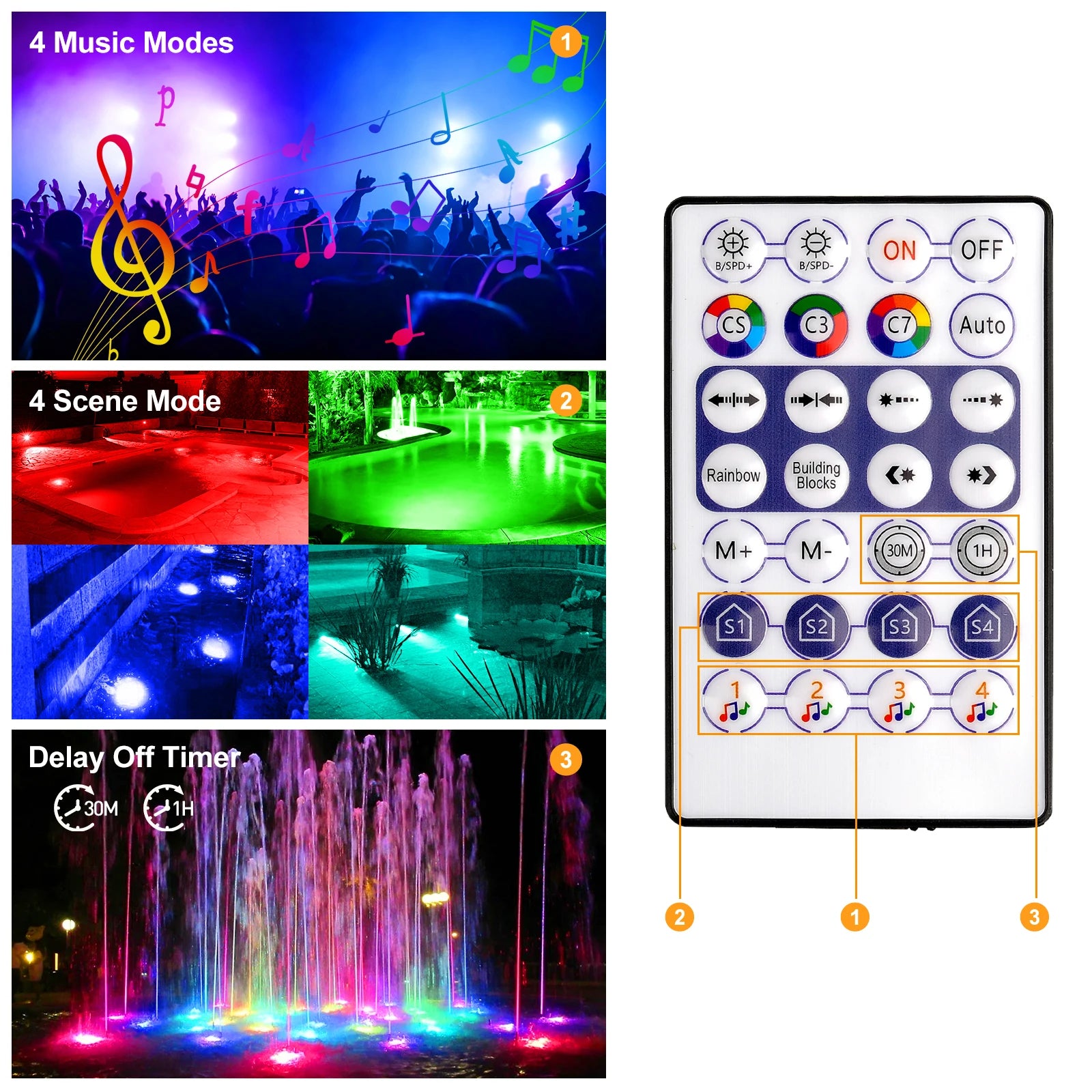 2/3/8/10 LED lumières étanche IP68 fontaine sous-marine étang Spot lumière paysage projecteur pour jardin APP télécommande