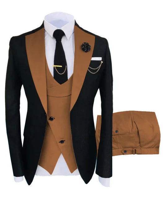 New Men's Suit Popular Luxury Clothing Party Stage Men's Suit Groomsmen Regular Fit Tuxedo 3 Piece Set Jacket + Pants + Vest
