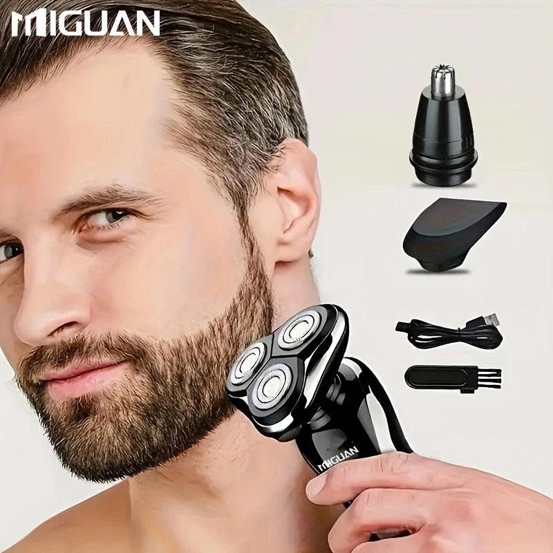 Rasoir électrique pour hommes, rasoir électrique 3 en 1, tondeuse à poils de nez, rasoir Portable rechargeable par USB, lame flottante 3D numérique