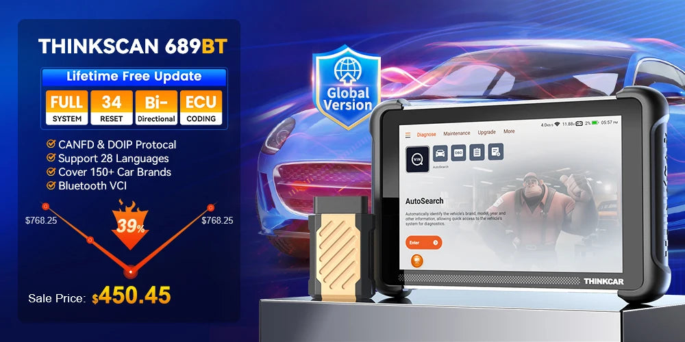 THINKCAR THINKDIAG MINI Auto OBD2 Bluetooth Scanner Full System Diagnostic Tool for All Cars - Free Lifetime Car Diagnostic Scan Tool