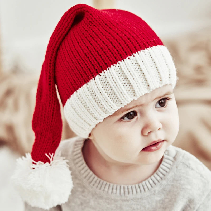 Chapeau de noël tricoté pour bébé, mignon, pompon, bonnet doux pour adulte et enfant, chapeau de père noël, cadeau du nouvel an pour enfant, décoration de noël 2023