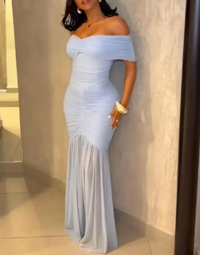 Robes pour femmes 2025 élégant Sexy épaules dénudées froncé taille cintrée robe de soirée coupe ajustée sirène ourlet robe de soirée