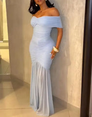 Robes pour femmes 2025 élégant Sexy épaules dénudées froncé taille cintrée robe de soirée coupe ajustée sirène ourlet robe de soirée