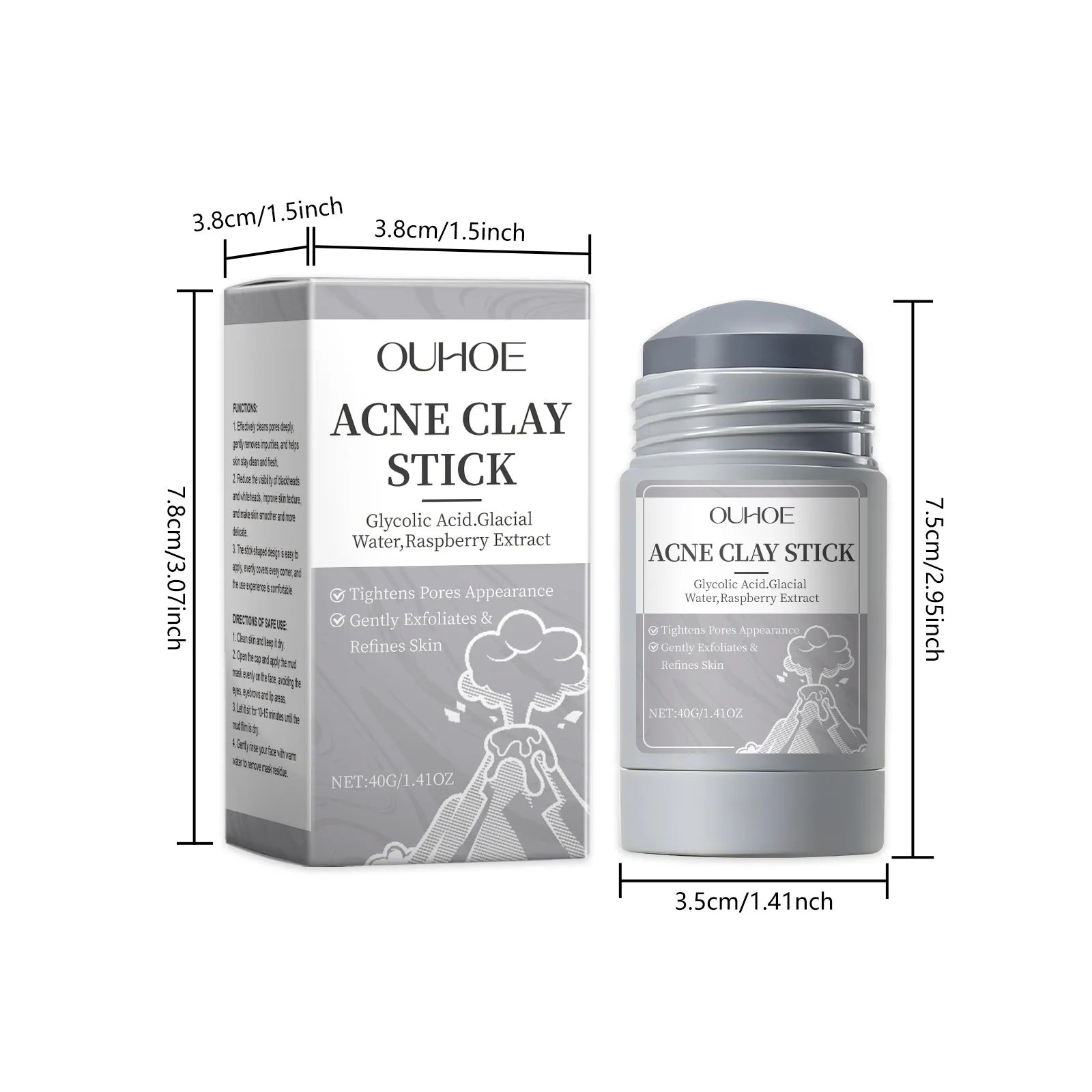 Masque de nettoyage des pores en argile, crème hydratante, exfoliante, contrôle de l'huile, points noirs, boutons, traitement de l'acné