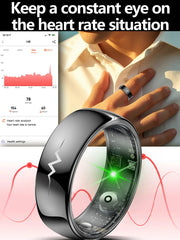 Haut de gamme ECG sang oxygène santé anneau intelligent fréquence cardiaque pression artérielle moniteur de sommeil anneaux 5ATM étanche plusieurs Modes de Sport