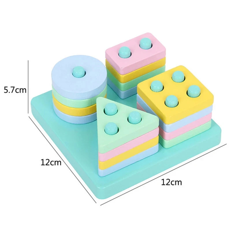 Puzzle Montessori pour enfants de 1 à 3 ans jouets en bois blocs de construction apprentissage document forme match