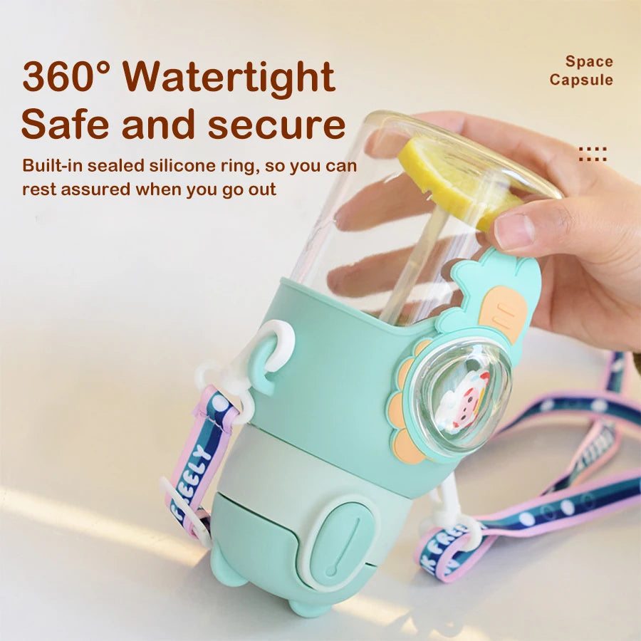 Tasse d'eau d'été Kawaii de 600ML pour enfants, tasse en paille antichute de grande valeur pour garçons et Cirls, bouilloire pour bébé aller à l'école