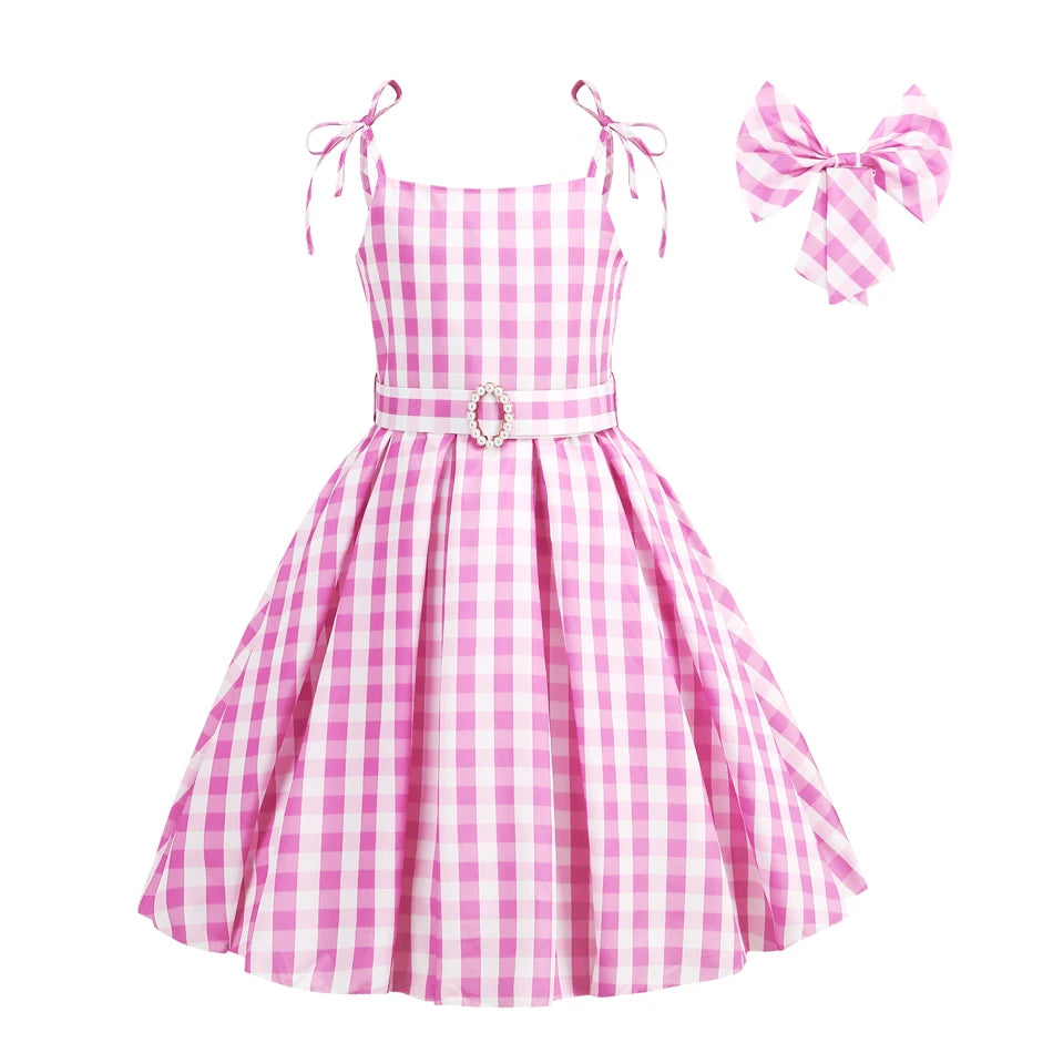Robe de Costume à carreaux pour filles, pour anniversaire, Halloween, vêtements pour enfants, robes de fête, princesse Cosplay