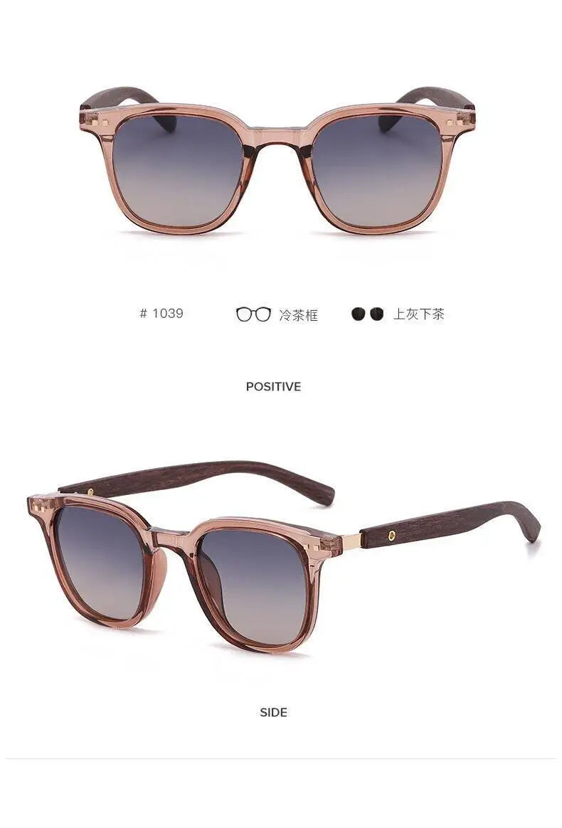 Lunettes De soleil classiques à jambes miroir en Grain De bois pour hommes, petite monture carrée, lunettes De haute qualité pour femmes, UV400 Oculos De Sol