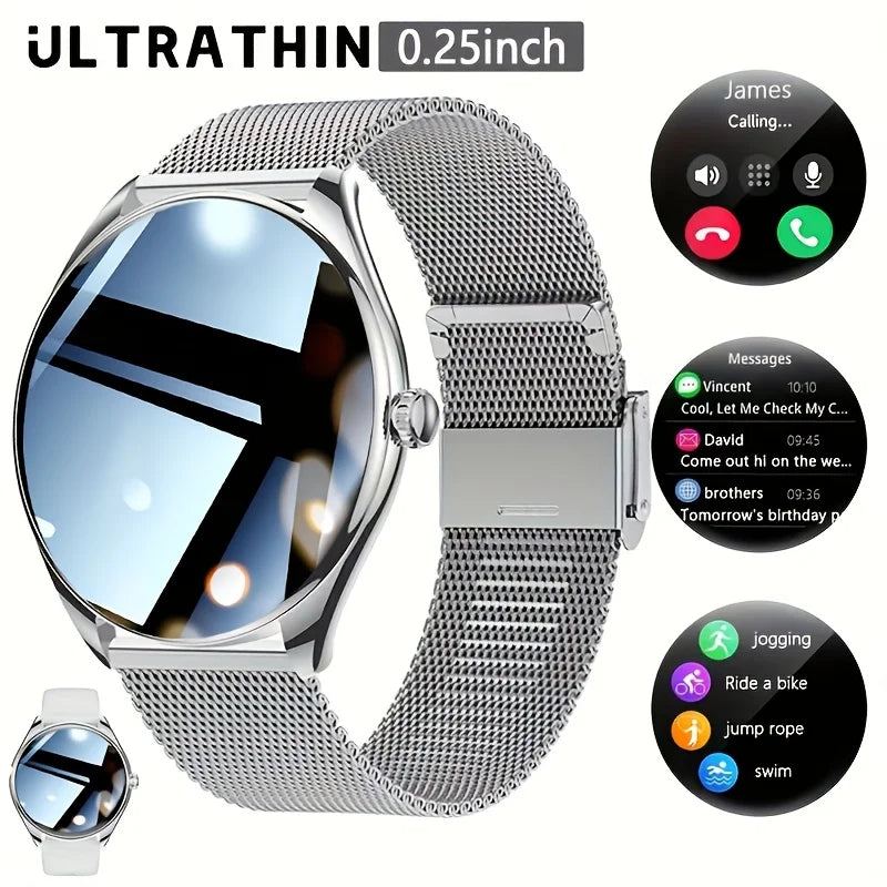 Montre connectée Utral mince pour femmes, écran AMOLED HD de 1.43 pouces, appel Bluetooth, traceur multi-sport, lecteur de musique, chargement USB, nouveauté 2025
