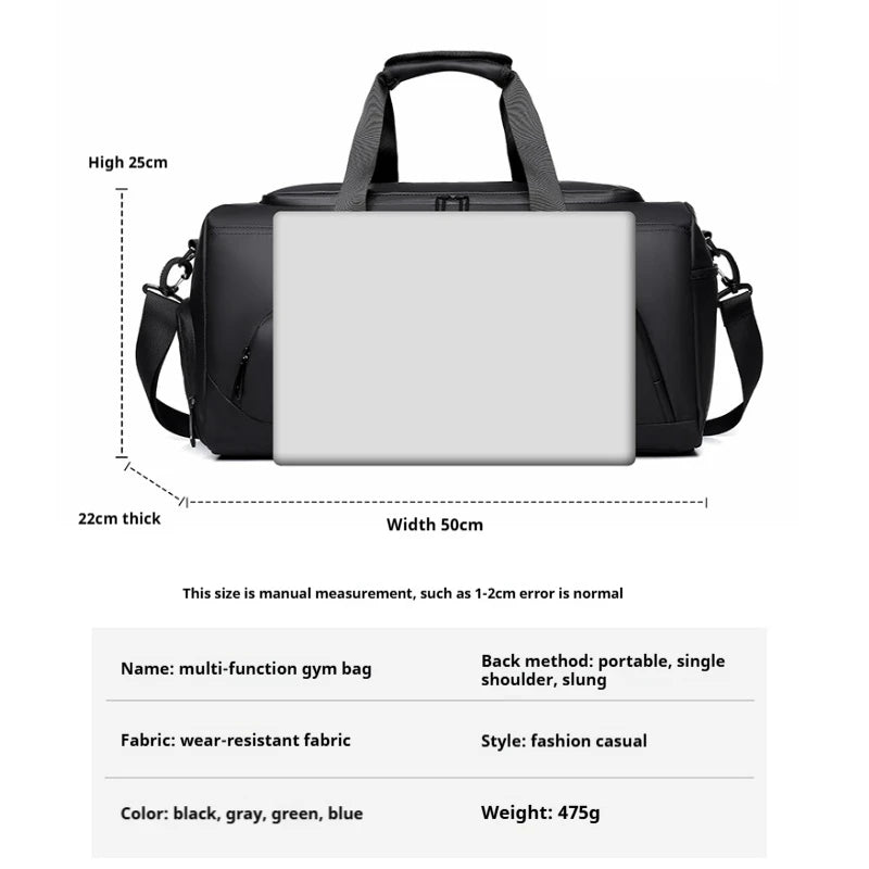 Sac de sport, sac à main de grande capacité, sac polochon de voyage portable, multi-compartiments avec rangement de chaussures, parfait pour les vacances, la salle de sport