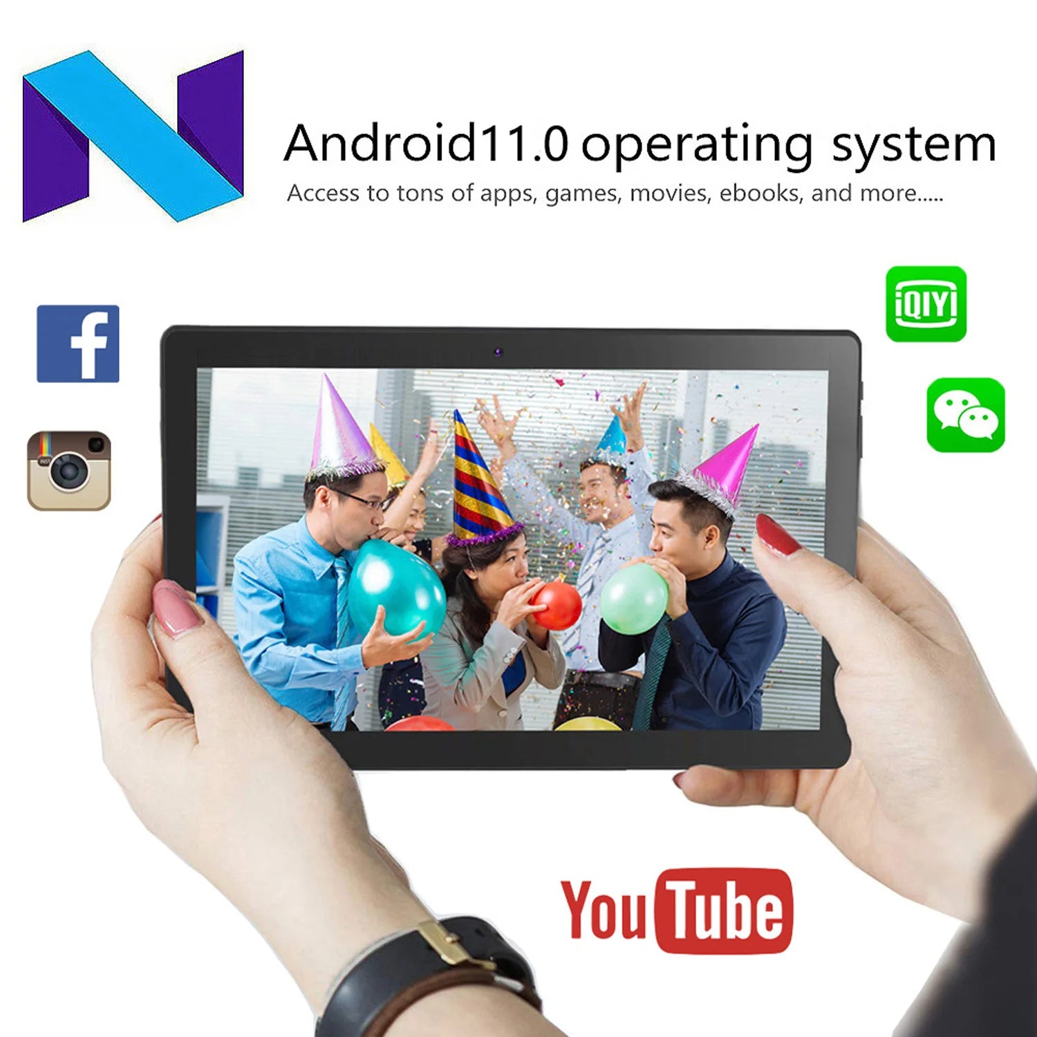Tablette Android 11.0 de 10.1 Pouces, Octa Core, 4 Go de RAM, 64 Go de ROM, Dean, Double EpiCalls, Wi-Fi, Bluetooth, Version Globale, Mini PC Ultra Mince