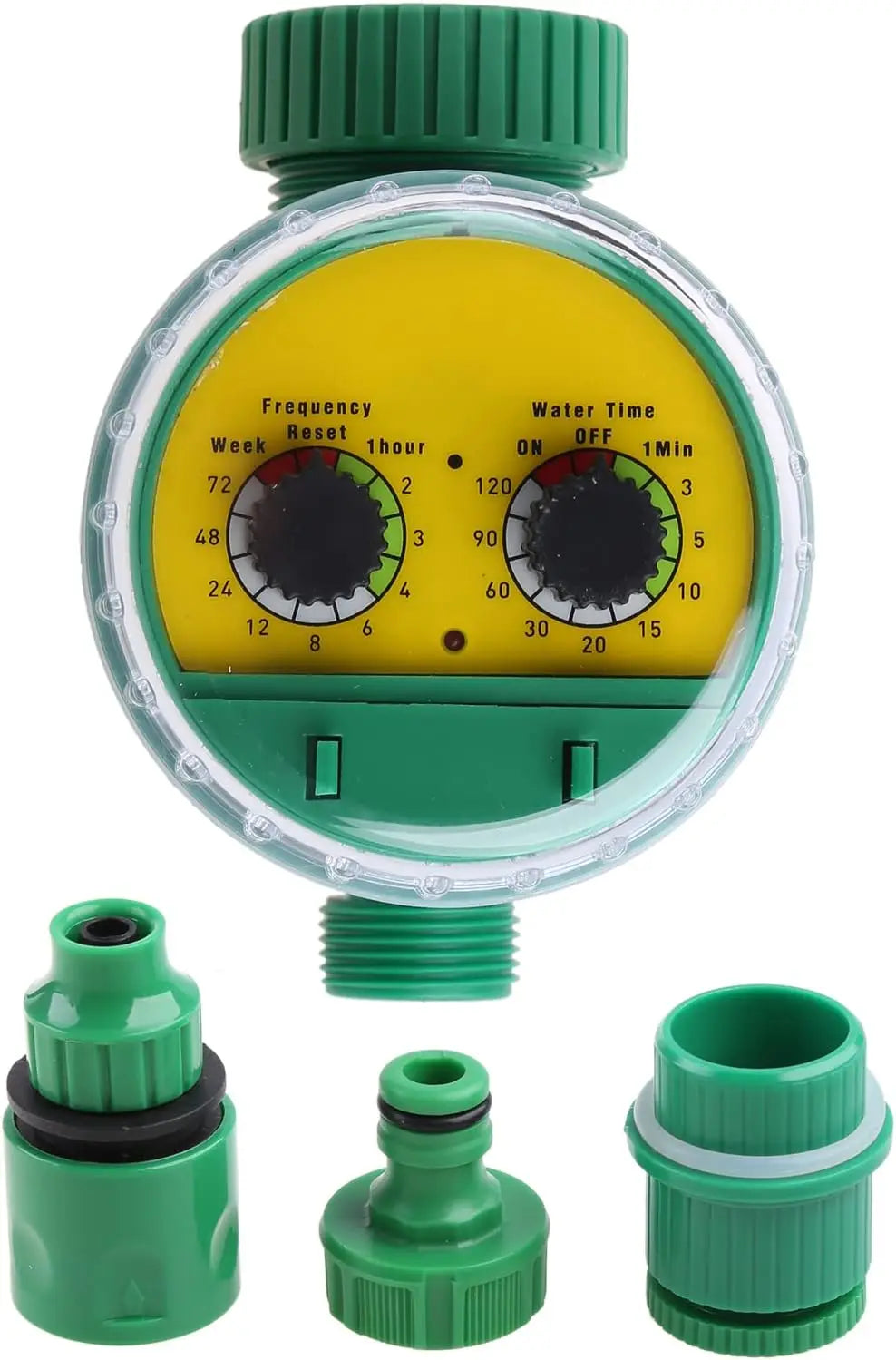 Automatic electronic outdoor sprinkler hose, green plastic, garden, clay, timer