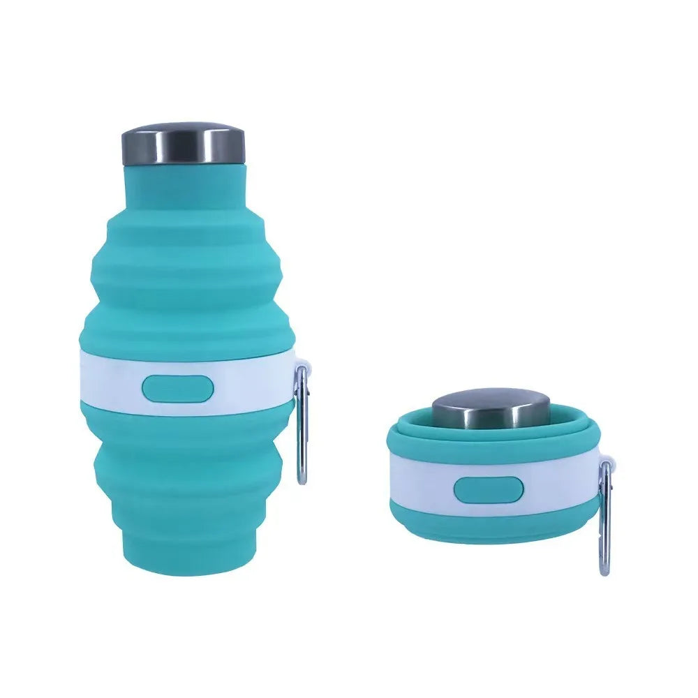 Bouteilles d'eau pliables réutilisables de 475ml, tasses de randonnée rétractables en Silicone portables avec mousqueton, tasses de boisson pliantes pour café