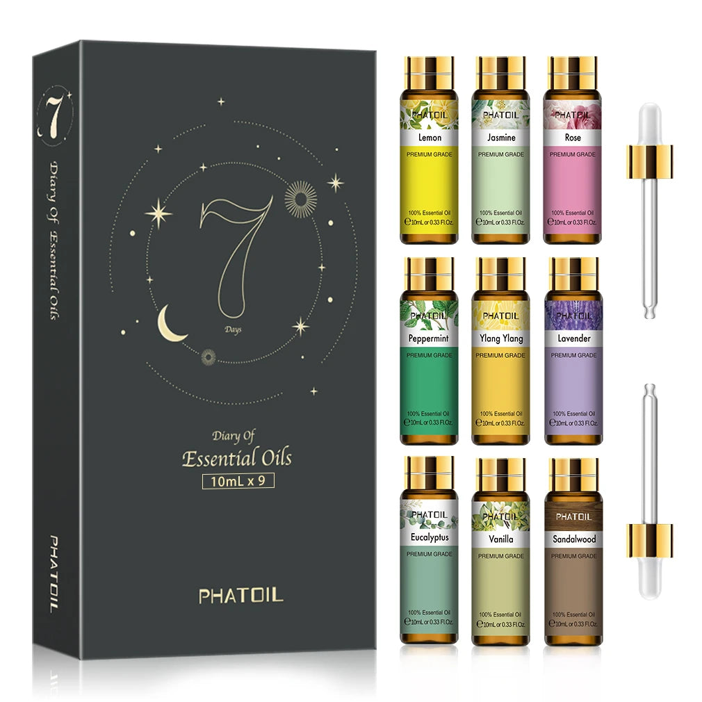 Pure natural gift set for humidifier and diffuser, essential oil set, Regina aromatic oil for skincare, DIY crafting, below, 10ml, 9 pieces