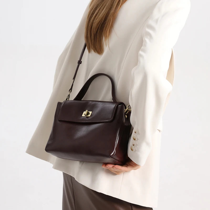 Sac fourre-tout en cuir de vachette véritable pour femme, sac à main en cuir souple pour femme, sacs à bandoulière à la mode, designer de luxe, initié féminin