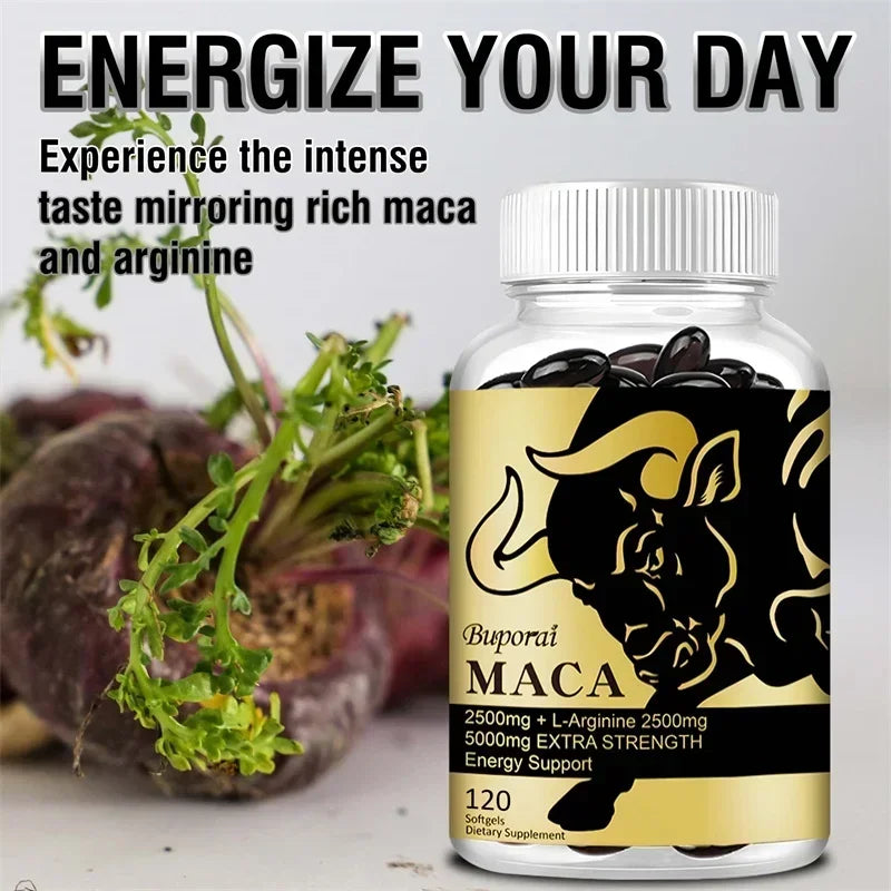 Supplément de racine de maca - avec Panax Ginseng pour augmenter l'énergie, améliorer l'endurance, la force musculaire et les performances athlétiques
