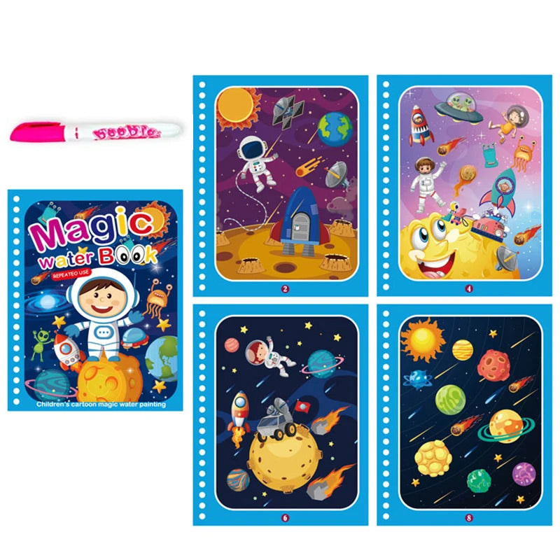 Jouets d'éducation précoce pour enfants, livre magique avec stylo, dessin à l'eau, jouets Montessori, livre de coloriage réutilisable, livre de dessin magique