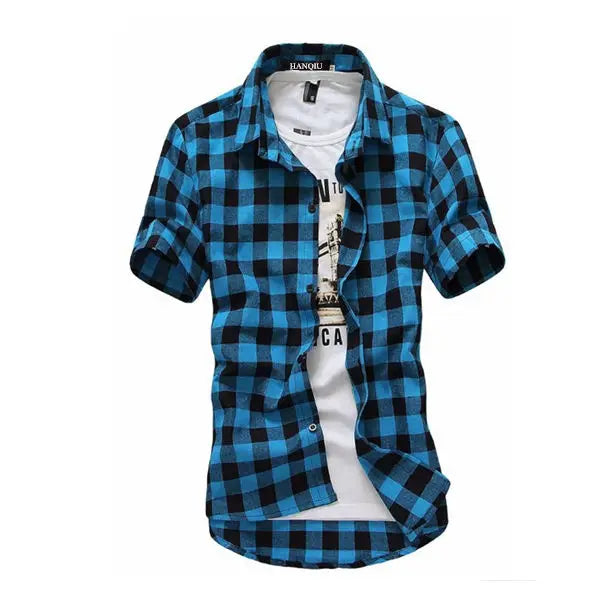 Chemise à carreaux rouge et noir hommes chemises 2025 nouvelle mode d'été Chemise Homme chemises à carreaux pour hommes Chemise à manches courtes hommes Blouse